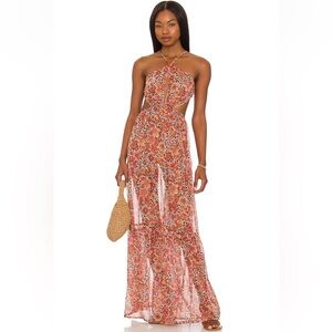 NEVER WORN: Tularosa, Peach Leopard Floral Dress. Great Condition.